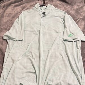 Adidas Men's Light Green Plaid Polo